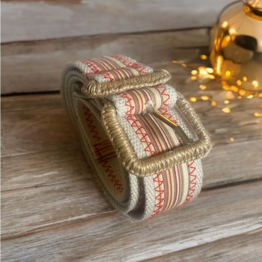 Vintage Woven Buckle Belt - Size 30-31” waist